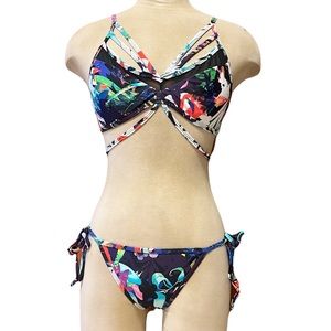 Express Bikini Swimsuit Swim Floral Mesh S Small M Medium New